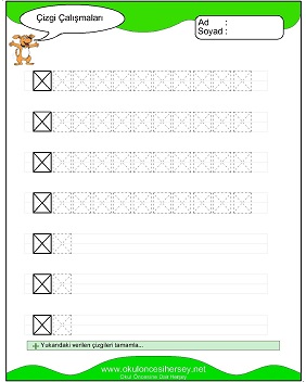 okul öncesi çizgi çalışma sayfaları